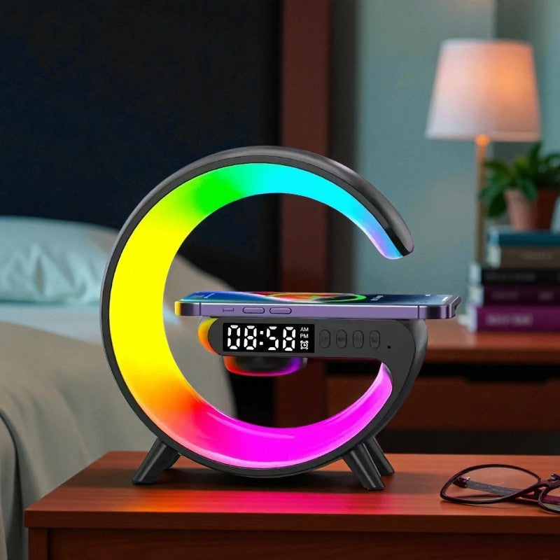 3-in-1 RGB Light Wireless Charging Station with Bluetooth Speaker & Alarm Clock